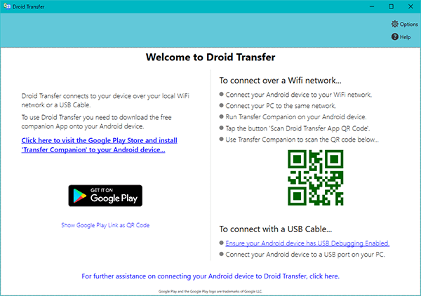 droid transfer messages